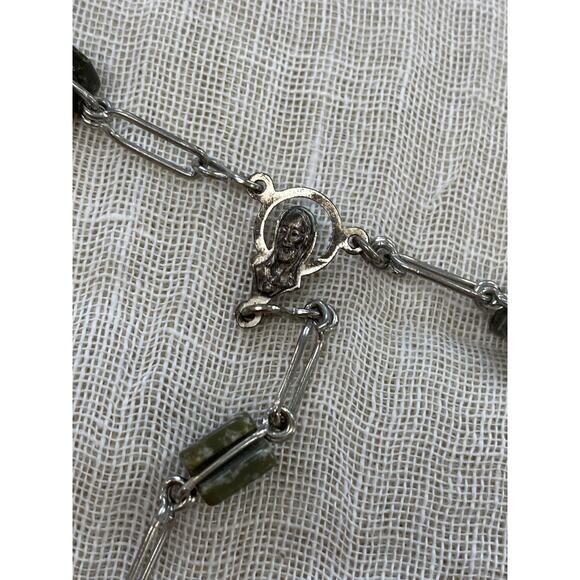Connemara Marble Full Rosary Green Beaded Irish Celtic Cross Pendant 23" Large - Picture 4 of 10